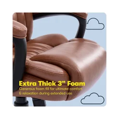 Ergonomic Chairs*Serta Garret Ergonomic Bonded Leather Swivel Executive Chair, (43520D) Cognac