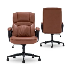 Ergonomic Chairs*Serta Hannah I Ergonomic Bonded Leather Swivel Executive Chair, (43670H) Cognac