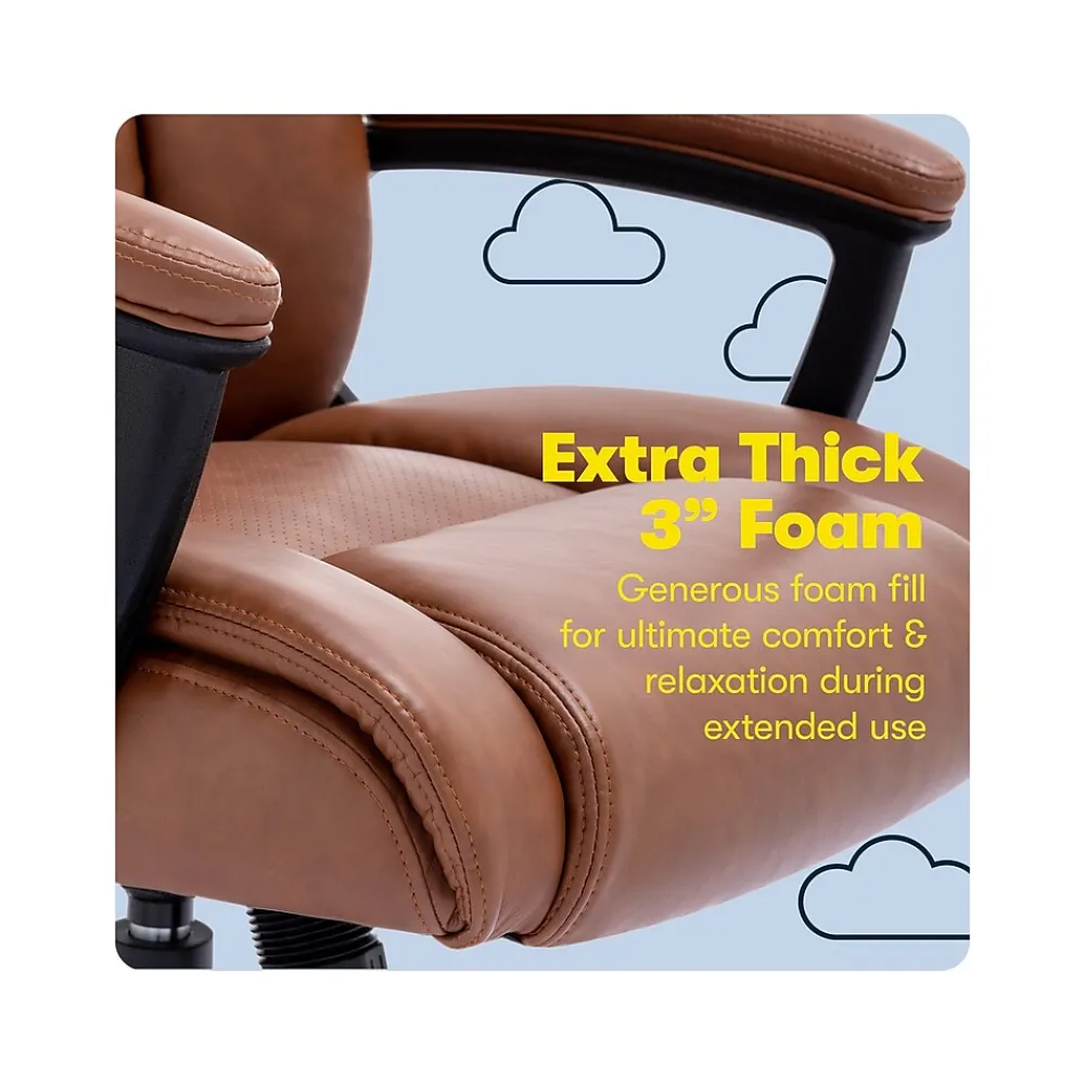 Ergonomic Chairs*Serta Hannah II Ergonomic Bonded Leather Swivel Executive Chair, (43672H) Cognac