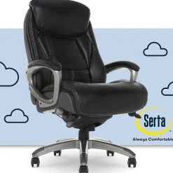 Office Chairs*Serta Launtner Bonded Leather Executive Office Chair with Smart Layers Technology, Opportunity Gray/Black (44942A)