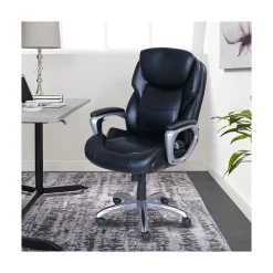 Office Chairs*Serta My Fit Ergonomic Bonded Leather Swivel Executive Chair, Black (CHR100015)