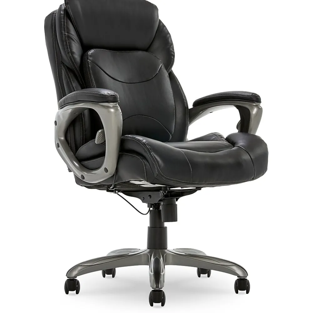Office Chairs*Serta My Fit Ergonomic Bonded Leather Swivel Executive Chair, Black (CHR100013)
