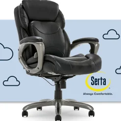 Office Chairs*Serta My Fit Ergonomic Bonded Leather Swivel Executive Chair, Black (CHR100013)