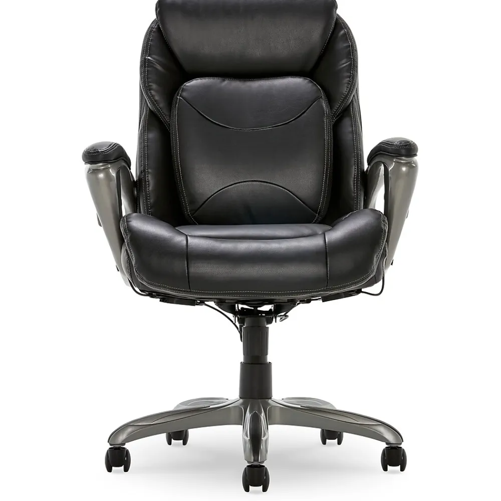 Office Chairs*Serta My Fit Ergonomic Bonded Leather Swivel Executive Chair, Black (CHR100013)
