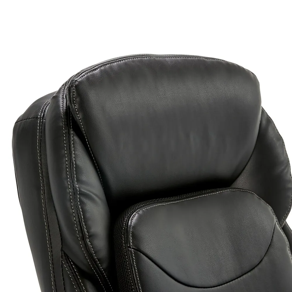 Office Chairs*Serta My Fit Ergonomic Bonded Leather Swivel Executive Chair, Black (CHR100013)