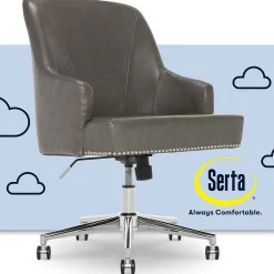 Office Chairs*Serta Style Leighton Faux Leather Swivel Home Office Chair, Gray (47925G)