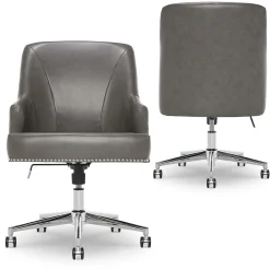 Office Chairs*Serta Style Leighton Faux Leather Swivel Home Office Chair, Gray (47925G)