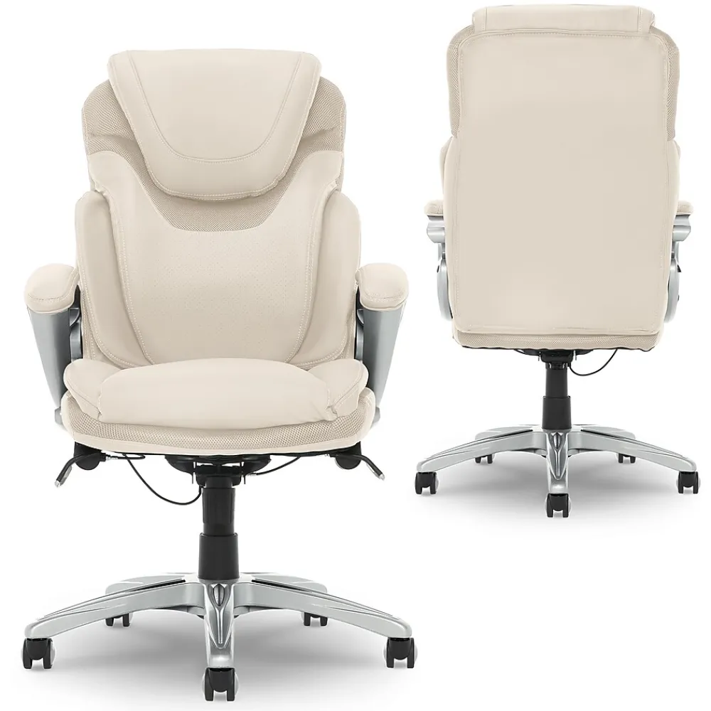 Office Chairs*Serta Works Bryce Ergonomic Bonded Leather Swivel Executive Chair, (43807B) Cream