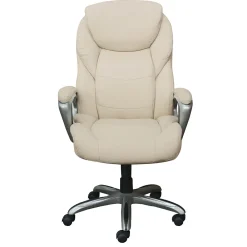 Office Chairs*Serta Works My Fit Ergonomic Bonded Leather Swivel Executive Chair, Ivory (48098A)