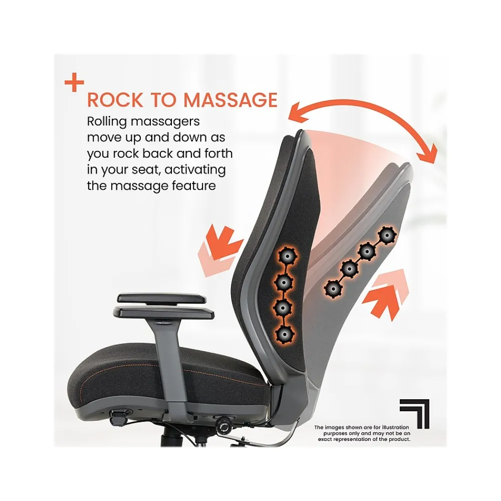 Office Chairs*Sharper Image Revive Shiatsu Ergonomic Mesh Swivel Massage Chair, Black (60097-BLK)