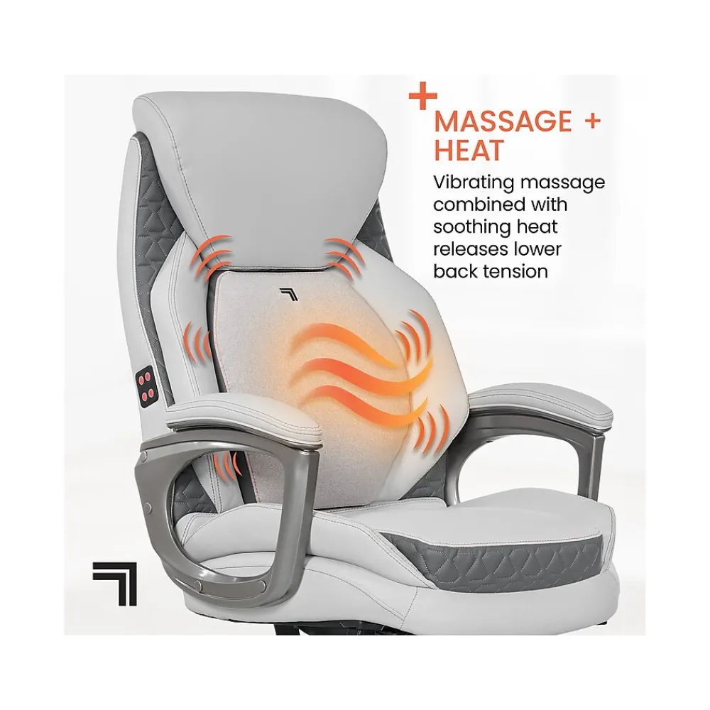 Ergonomic Chairs*Sharper Image S-600 Active Lumbar Ergonomic Bonded Leather Swivel Executive Massage Chair, (60098-OWHT) Off-White