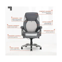 Ergonomic Chairs*Sharper Image S-600 Active Lumbar Ergonomic Bonded Leather Swivel Executive Massage Chair, (60098-GRY) Gray