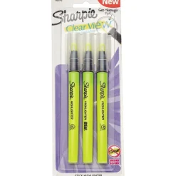 Highlighters|Sharpie Clear View Highlighter, Chisel Tip, Yellow, 3/Pack (1950745/2128217)