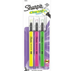 Highlighters|Sharpie Clear View Highlighter, Chisel Tip, Assorted, 3/Pack (1950748/2128214)