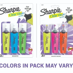 Highlighters|Sharpie Clear View Highlighter, Chisel Tip, Assorted, 3/Pack (1912767/2128222)