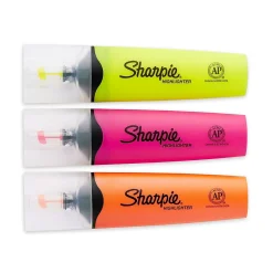 Highlighters|Sharpie Clear View Highlighter, Chisel Tip, Assorted, 3/Pack (1912767/2128222)