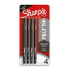Pens|Sharpie Felt Pens, Fine Point, 0.4mm, Black Ink, 4/Pack (1742661)