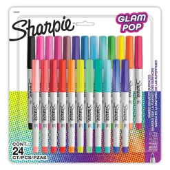 Markers|Sharpie Glam Pop Permanent Markers, Ultra Fine Tip, Assorted, 24/Pack (1949558)