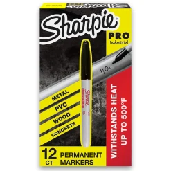 Markers|Sharpie Industrial Permanent Markers, Fine Tip, Black, Dozen (13601A)