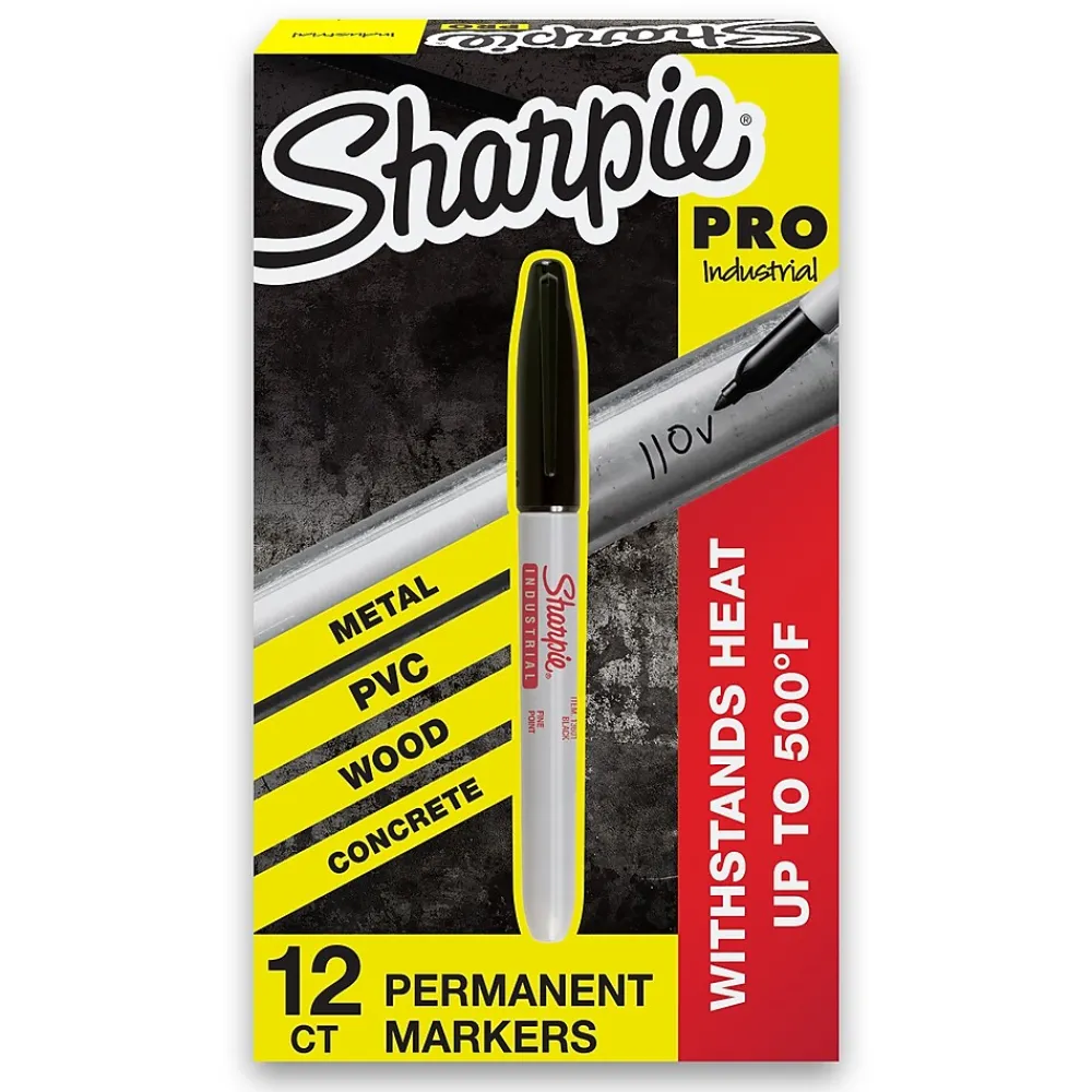 Markers|Sharpie Industrial Permanent Markers, Fine Tip, Black, Dozen (13601A)