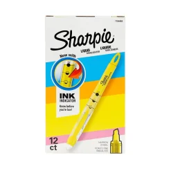 Highlighters|Sharpie Liquid Highlighter, Chisel Tip, Yellow, Dozen (1754463)
