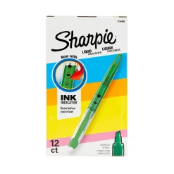 Highlighters|Sharpie Liquid Highlighter, Chisel Tip, Green, Dozen (24426/1754468)