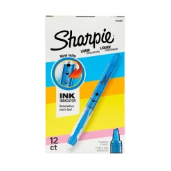 Highlighters|Sharpie Liquid Highlighters, Chisel Tip, Blue, Dozen (1754467)