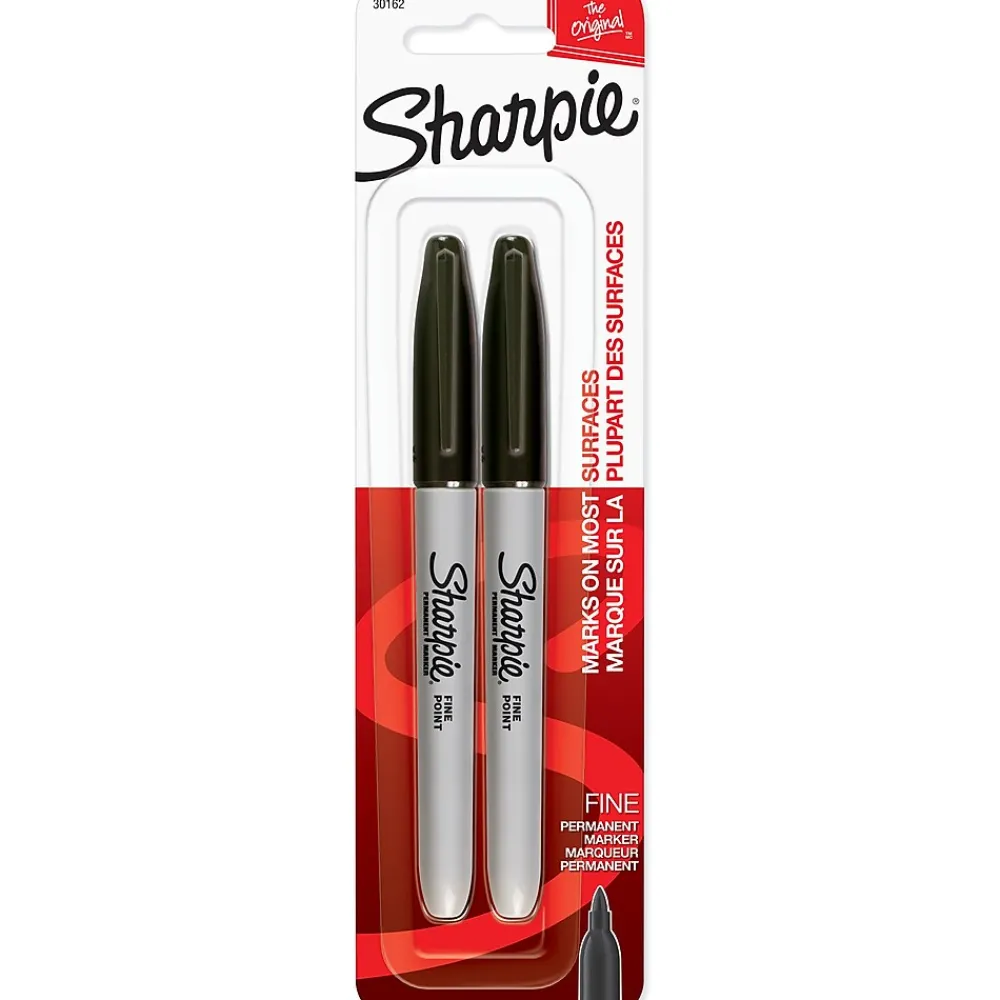 Markers|Sharpie Permanent Marker, Fine Tip, Black Ink, 2/Pack (30162)