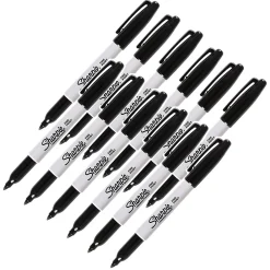 Markers|Sharpie Permanent Marker, Fine Point, Black, 12/Pack (SAN30001-12)