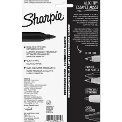 Markers|Sharpie Permanent Marker, Fine Tip, , 5/Pack (30665) Black
