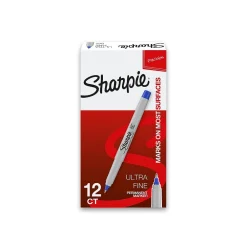 Markers|Sharpie Permanent Marker, Ultra Fine Tip, , Dozen (37003) Blue