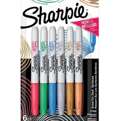 Markers|Sharpie Permanent Markers, Fine Tip, Assorted Metallic, 6/Pack (2029678) Assorted Metallics NEW