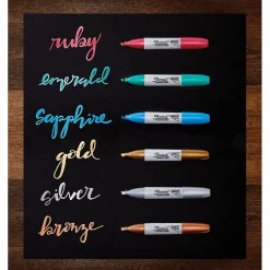 Markers|Sharpie Permanent Markers, Chisel Tip, Assorted Metallic, 6/Pack (2089634)