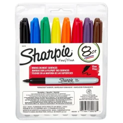 Markers|Sharpie ® Permanent Markers, Fine Point, Assorted Colors, 8 Per Set, 2 Sets (SAN30078-2)