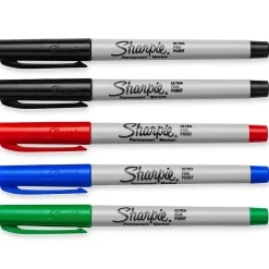 Markers|Sharpie Permanent Markers, Ultra Fine Tip, Assorted, 5/Pack (37675) Assorted Colors