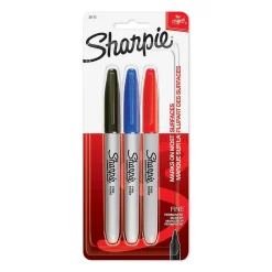 Markers|Sharpie Permanent Markers, Fine Tip, Assorted Inks, 3/Pack (30173) Assorted Colors