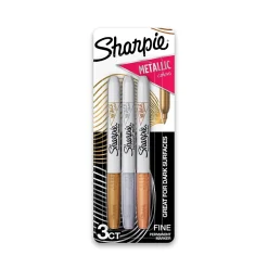 Markers|Sharpie Permanent Markers, Fine Tip, Assorted Metallic, 3/Pack (1823815) Assorted Colors (Metallics)