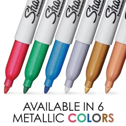 Markers|Sharpie Permanent Markers, Fine Tip, Assorted Metallic, 3/Pack (1823815) Assorted Colors (Metallics)