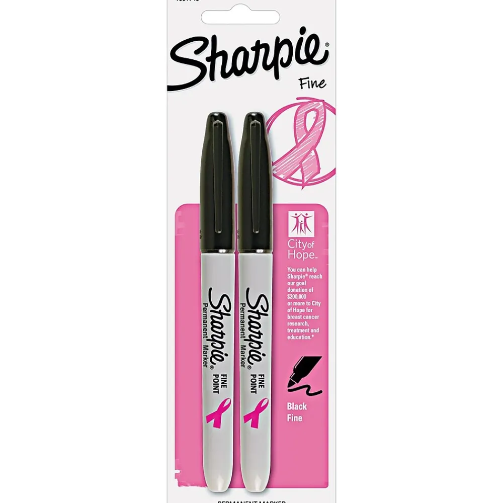 Markers|Sharpie Pink Ribbon Permanent Markers, Fine Tip, Black (1801743)