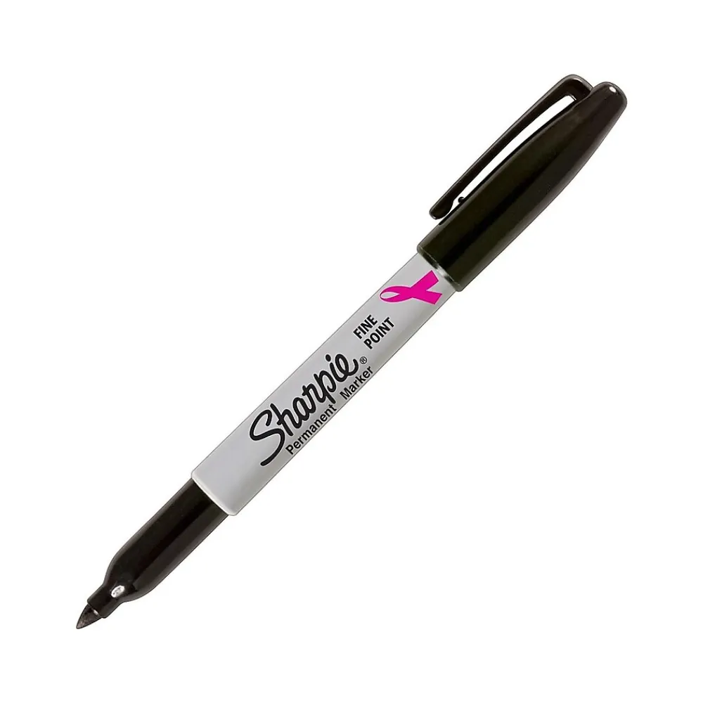 Markers|Sharpie Pink Ribbon Permanent Markers, Fine Tip, Black (1801743)