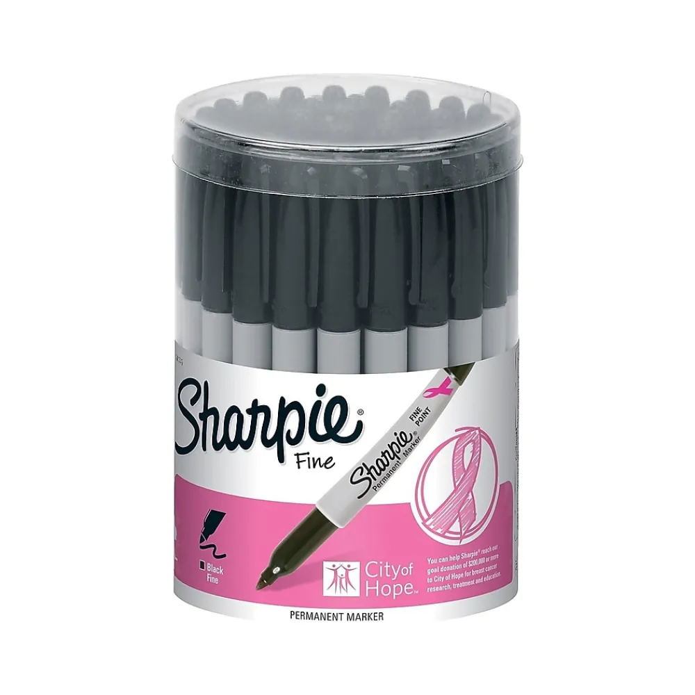 Markers|Sharpie Pink Ribbon Permanent Markers, Fine Tip, Black, 36/Pack (1801745)