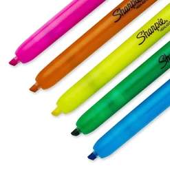 Highlighters|Sharpie Retractable Highlighter, Chisel Tip, Assorted, 5/Pack (28175PP)