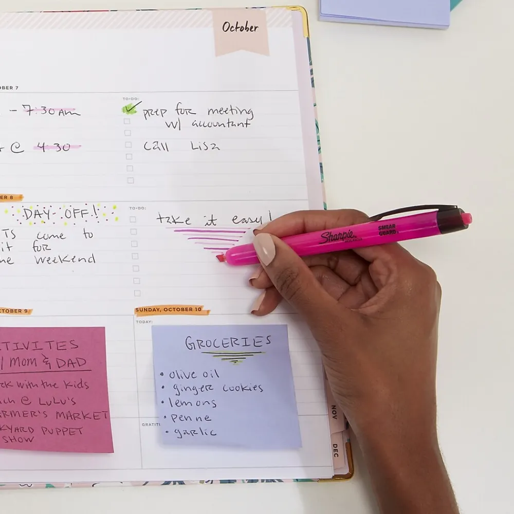 Highlighters|Sharpie Retractable Highlighter, Chisel Tip, Assorted, 8/Pack (28101)