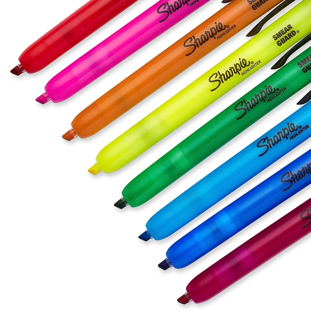 Highlighters|Sharpie Retractable Highlighter, Chisel Tip, Assorted, 8/Pack (28101)