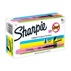 Highlighters|Sharpie Retractable Highlighter, Chisel Tip, Fluorescent Pink, Dozen (28029)