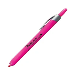 Highlighters|Sharpie Retractable Highlighter, Chisel Tip, Fluorescent Pink, Dozen (28029)