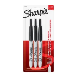 Markers|Sharpie Retractable Permanent Markers, Ultra Fine Tip, Black, 3/Pack (1735793)
