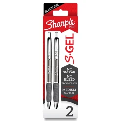 Pens|Sharpie S-Gel Metal RT Gel Pen, Medium Point, Black Ink, 2/Pack (2153653) Silver
