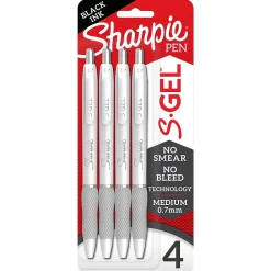 Pens|Sharpie S-Gel Retractable Gel Pen, Medium Point, Black Ink, 4/Pack (2126207)