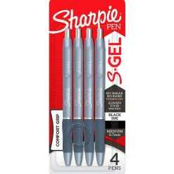 Pens|Sharpie S-Gel Retractable Gel Pen, Medium Point, Black Ink, 4/Pack (2126213)